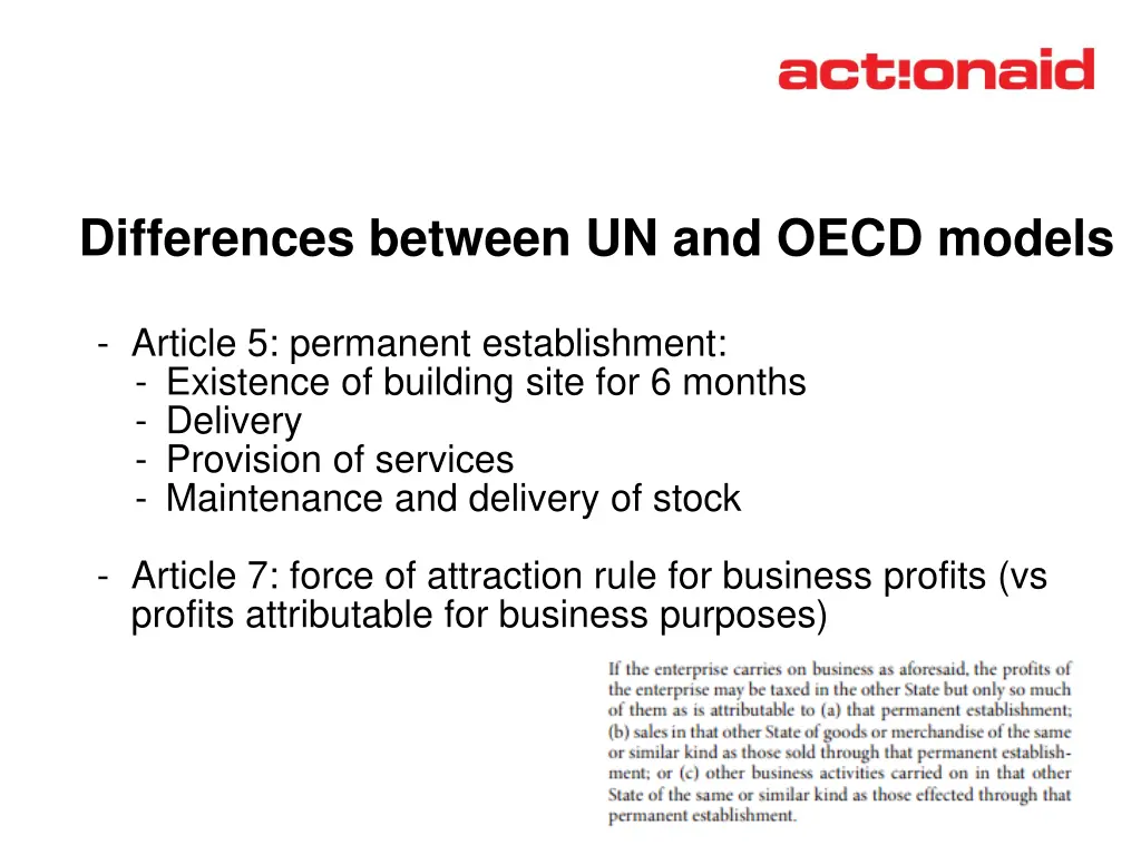 differences between un and oecd models