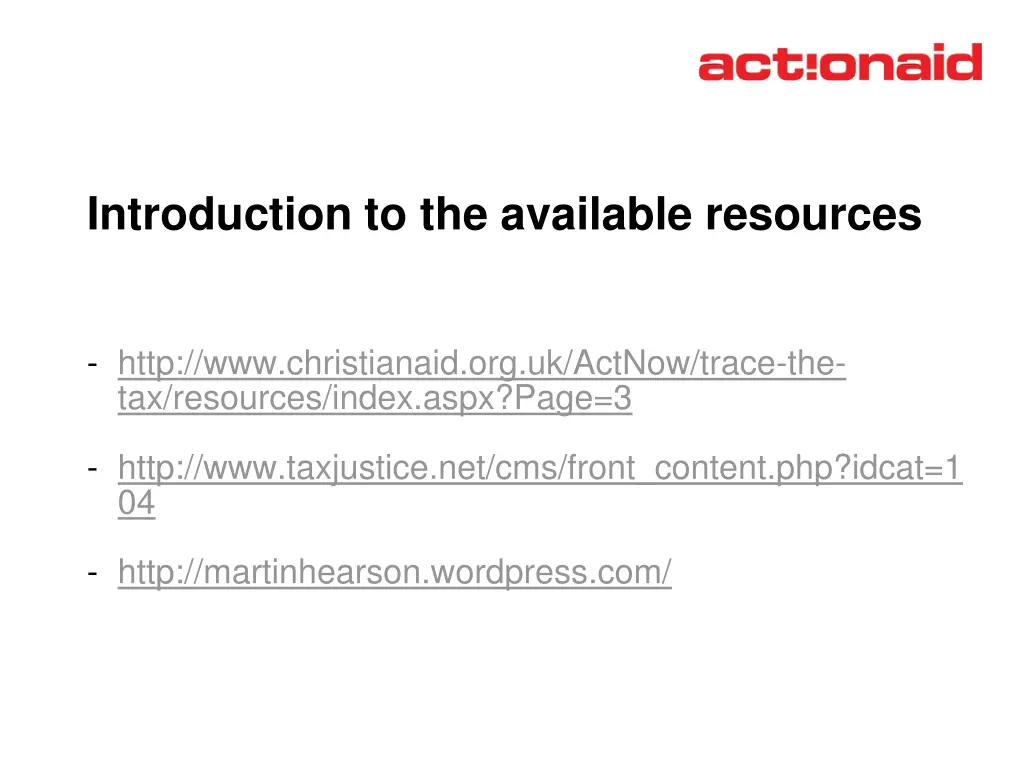 introduction to the available resources