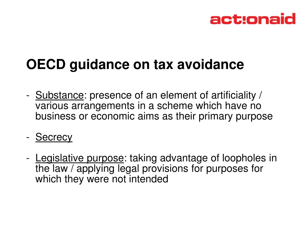 oecd guidance on tax avoidance
