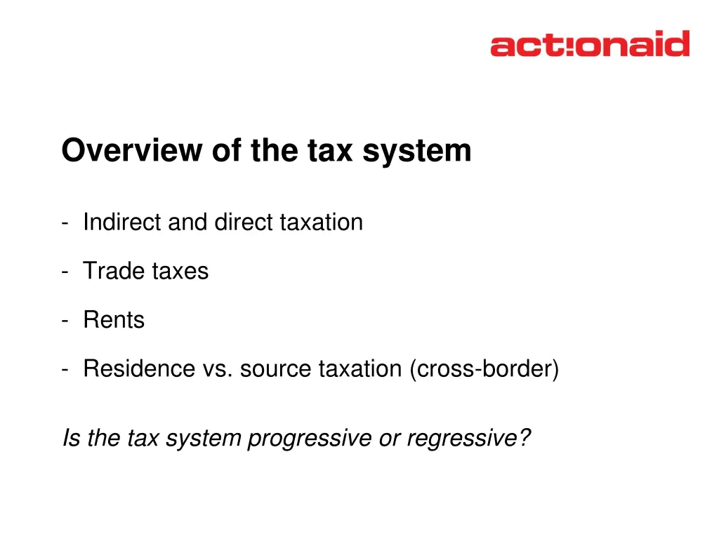 overview of the tax system