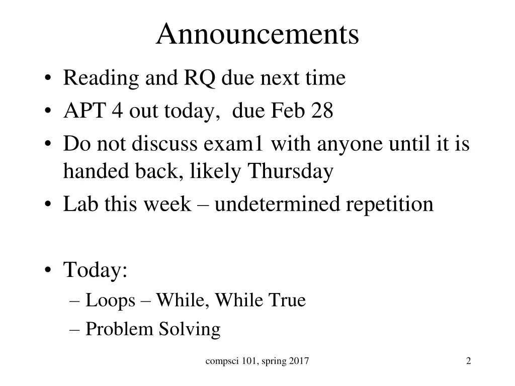 announcements
