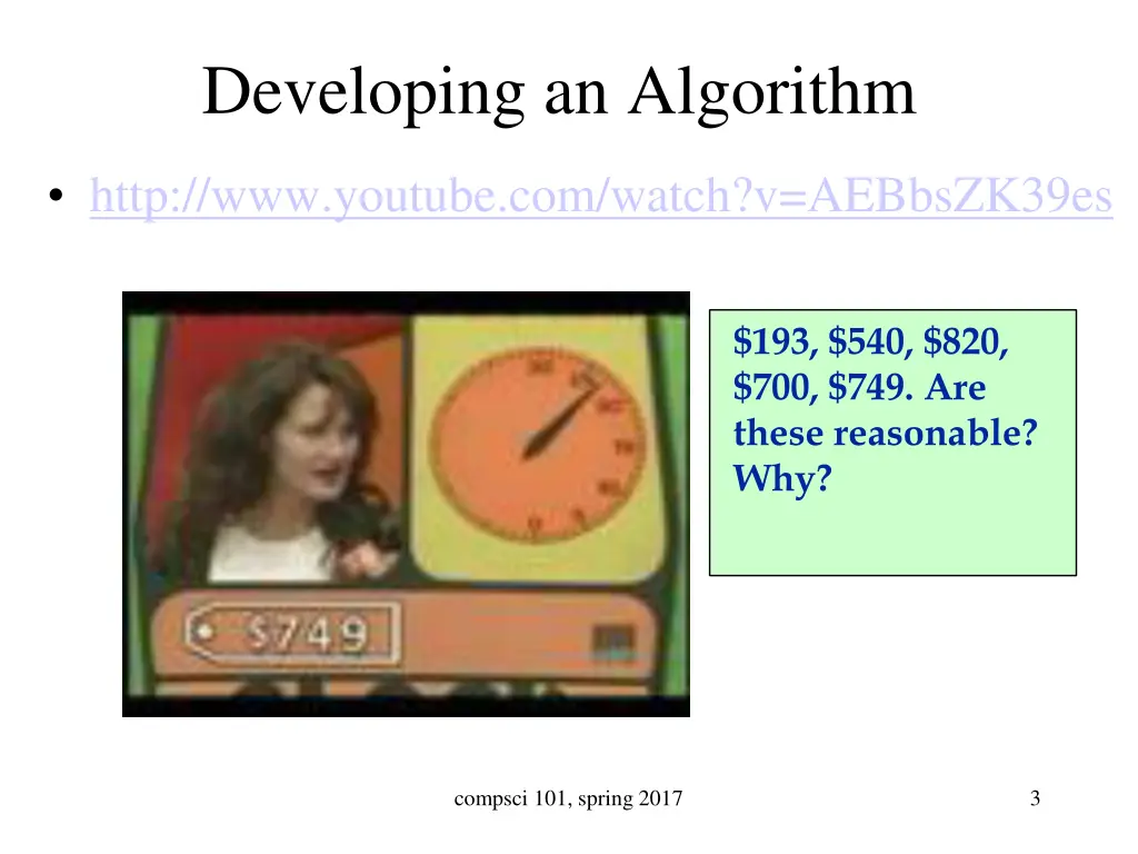 developing an algorithm
