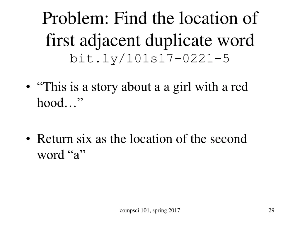 problem find the location of first adjacent