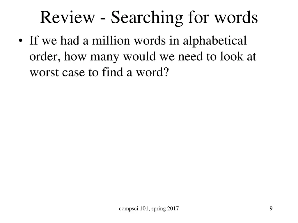 review searching for words if we had a million