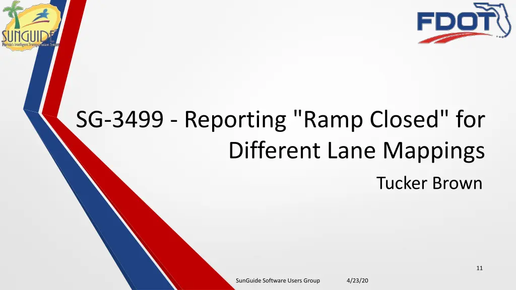sg 3499 reporting ramp closed for different lane