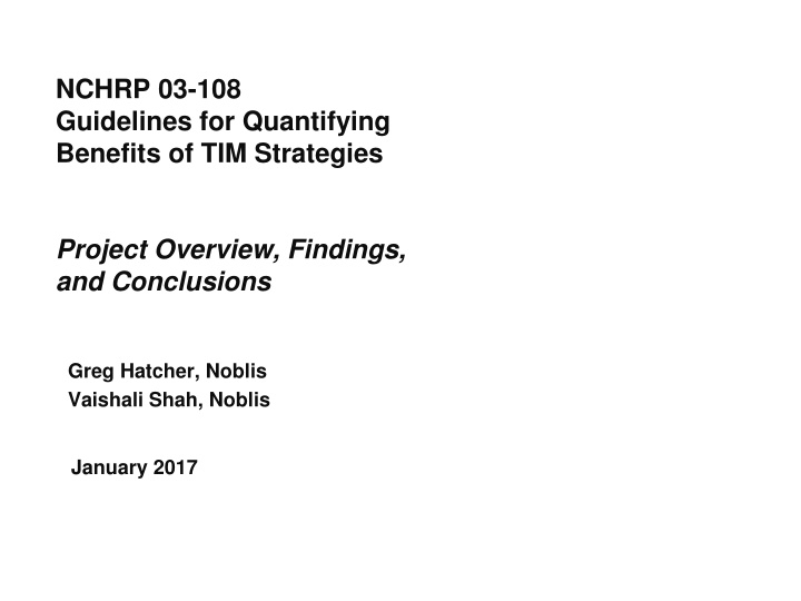 nchrp 03 108 guidelines for quantifying benefits