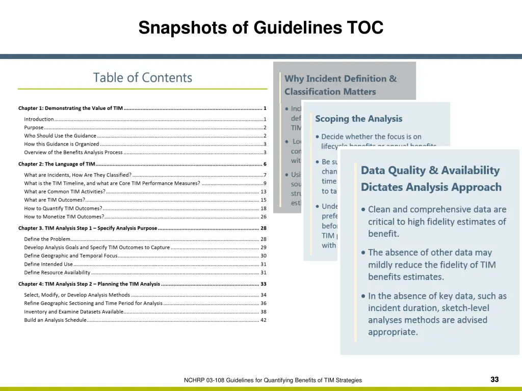 snapshots of guidelines toc