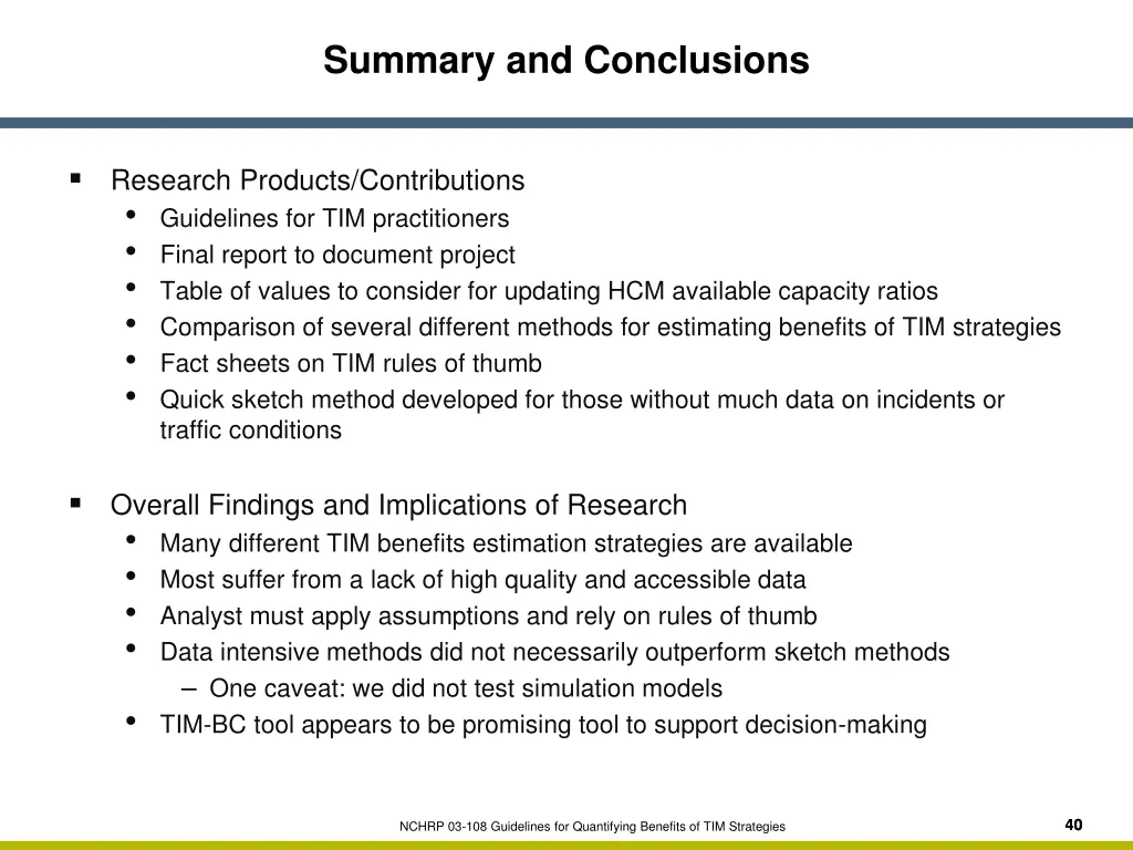 summary and conclusions