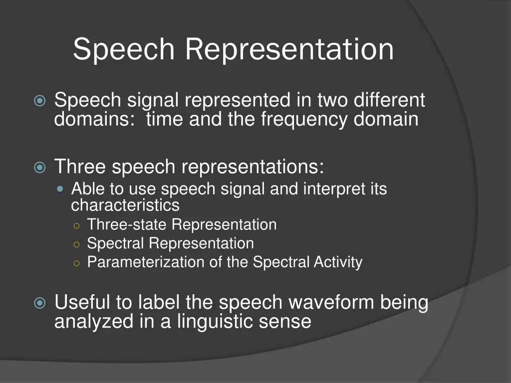 speech representation