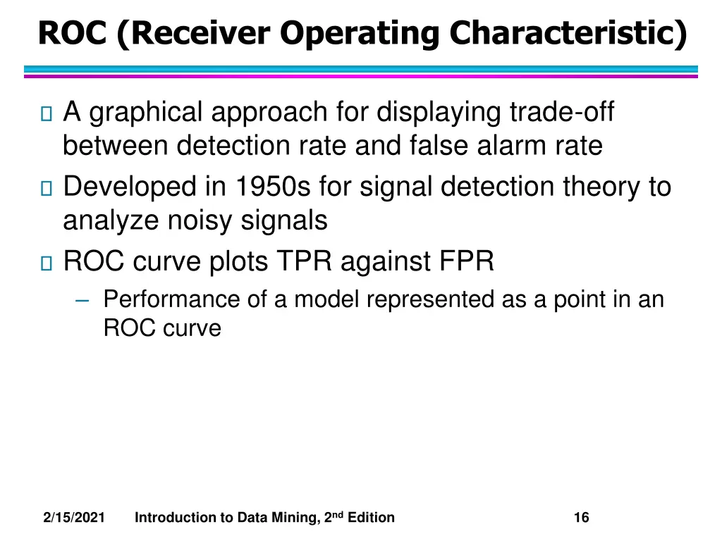 roc receiver operating characteristic