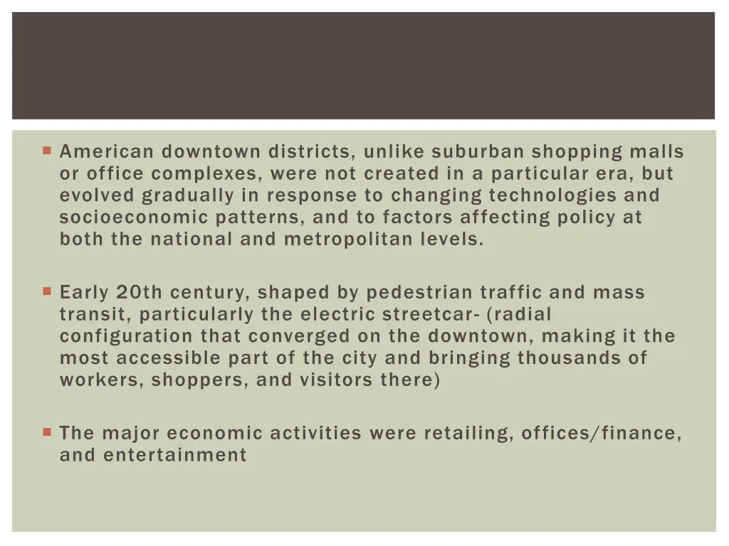 american downtown districts unlike suburban