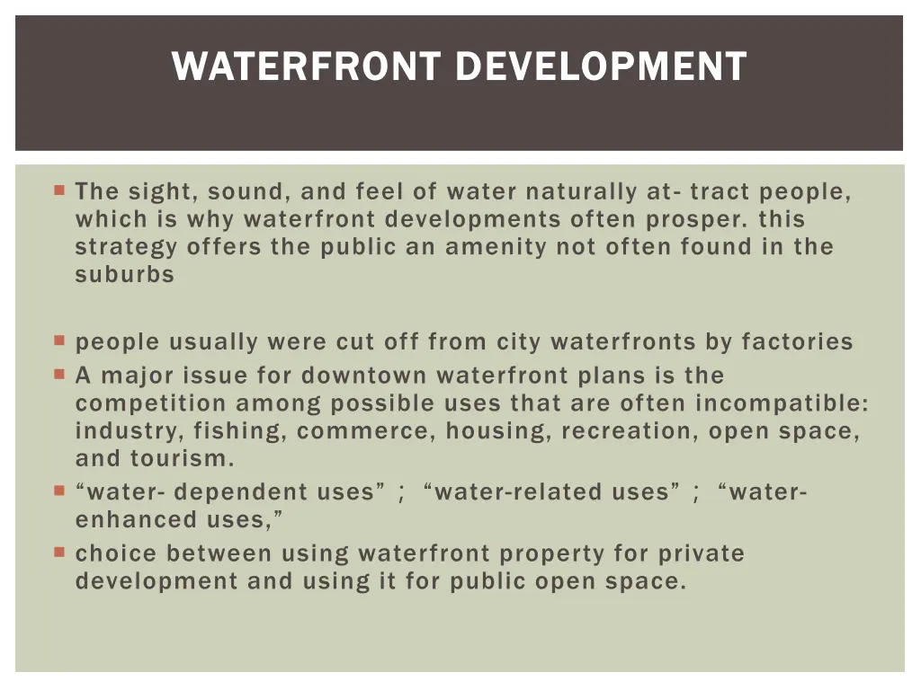 waterfront development waterfront development