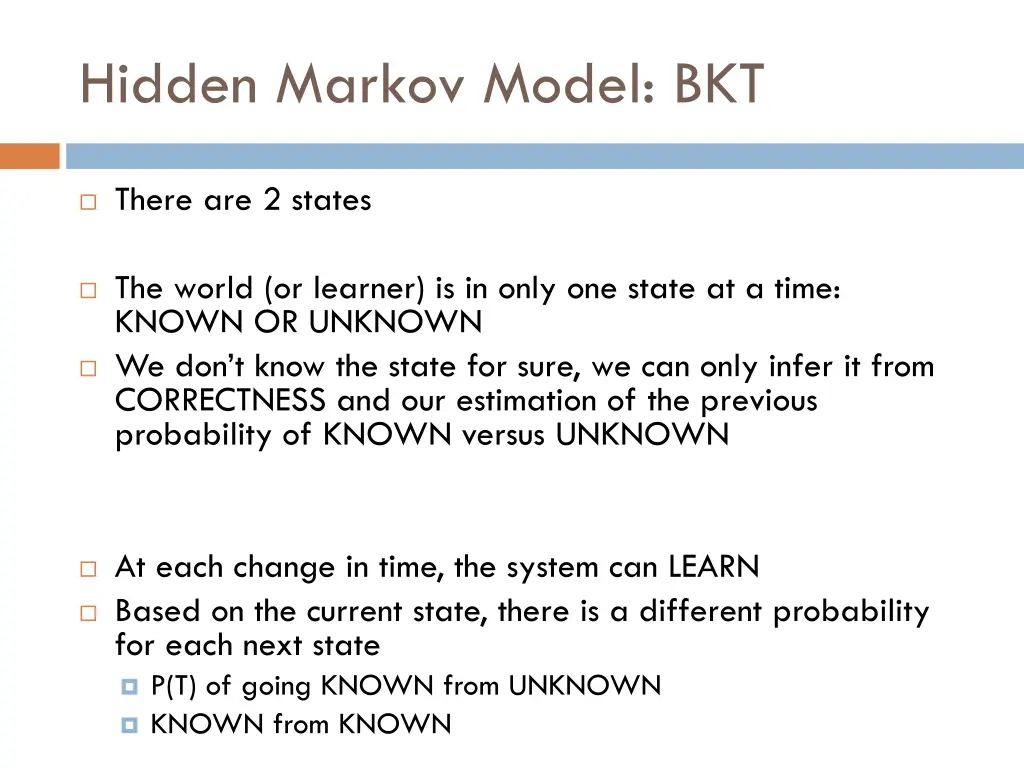 hidden markov model bkt