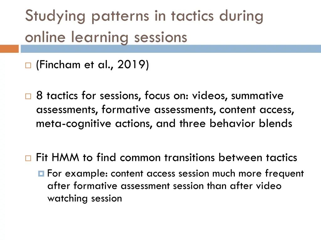 studying patterns in tactics during online