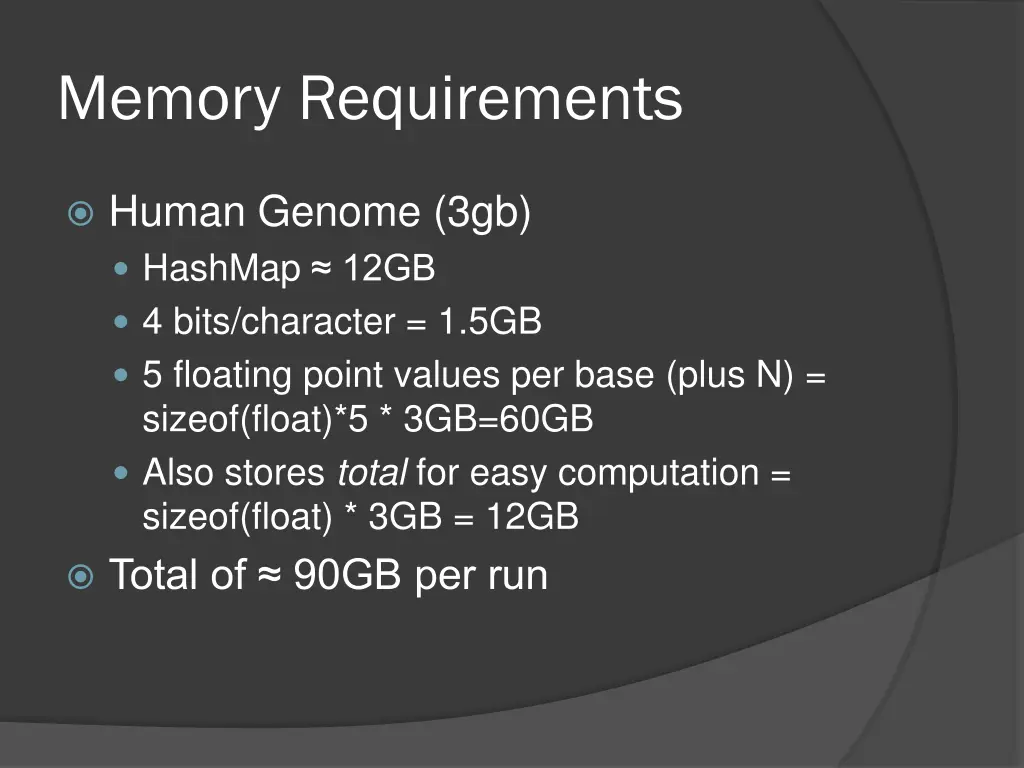 memory requirements