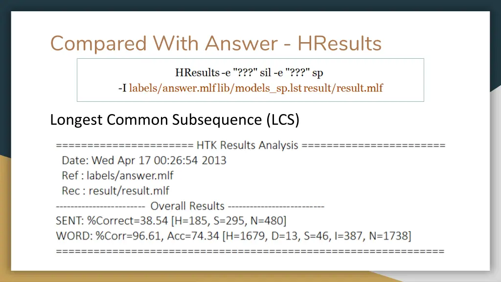compared with answer hresults