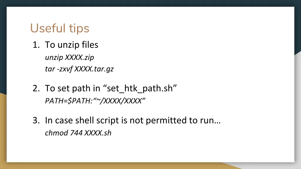 useful tips 1 to unzip files unzip xxxx