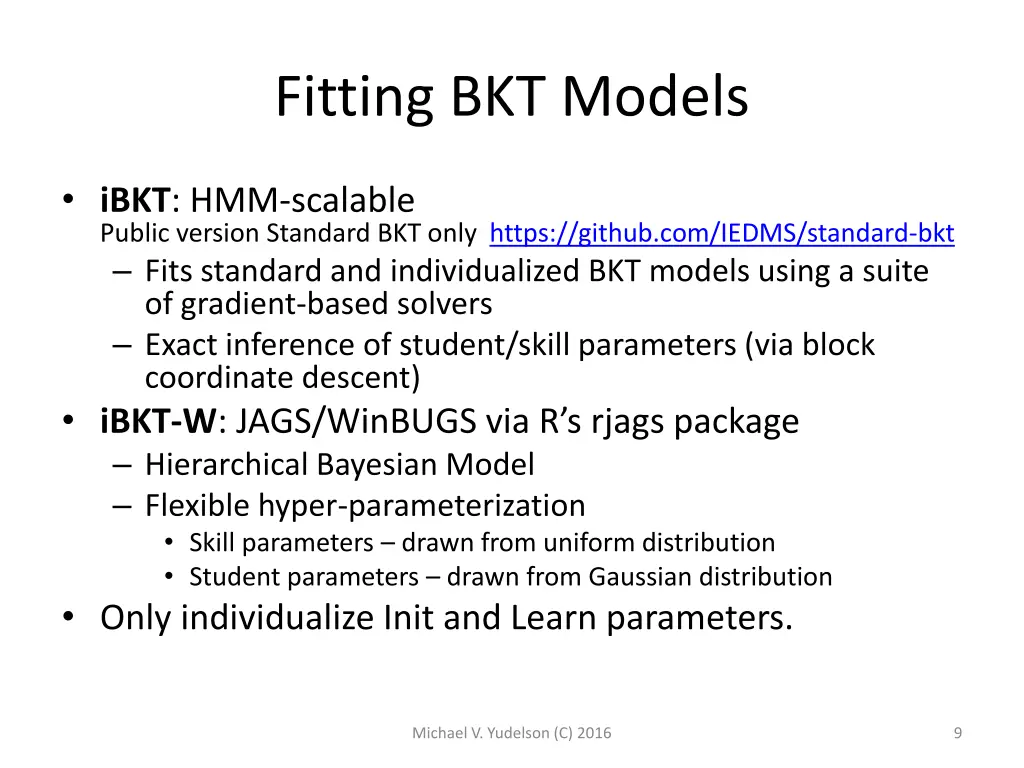 fitting bkt models