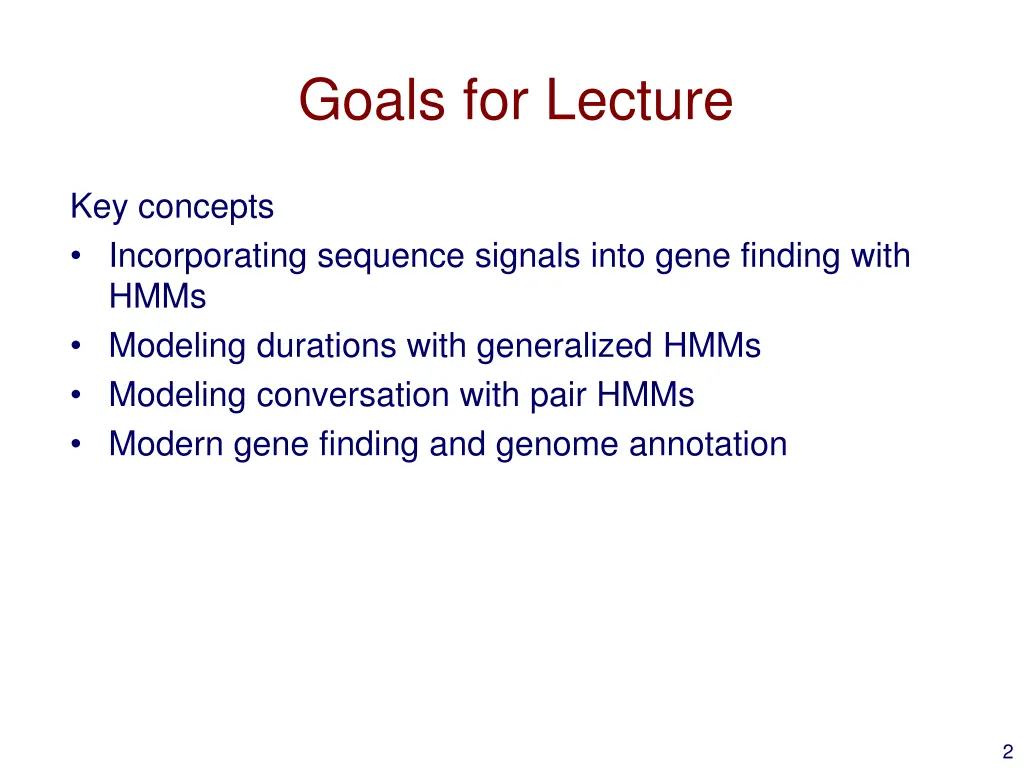 goals for lecture