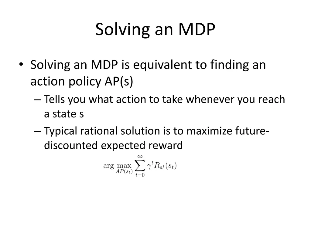 solving an mdp