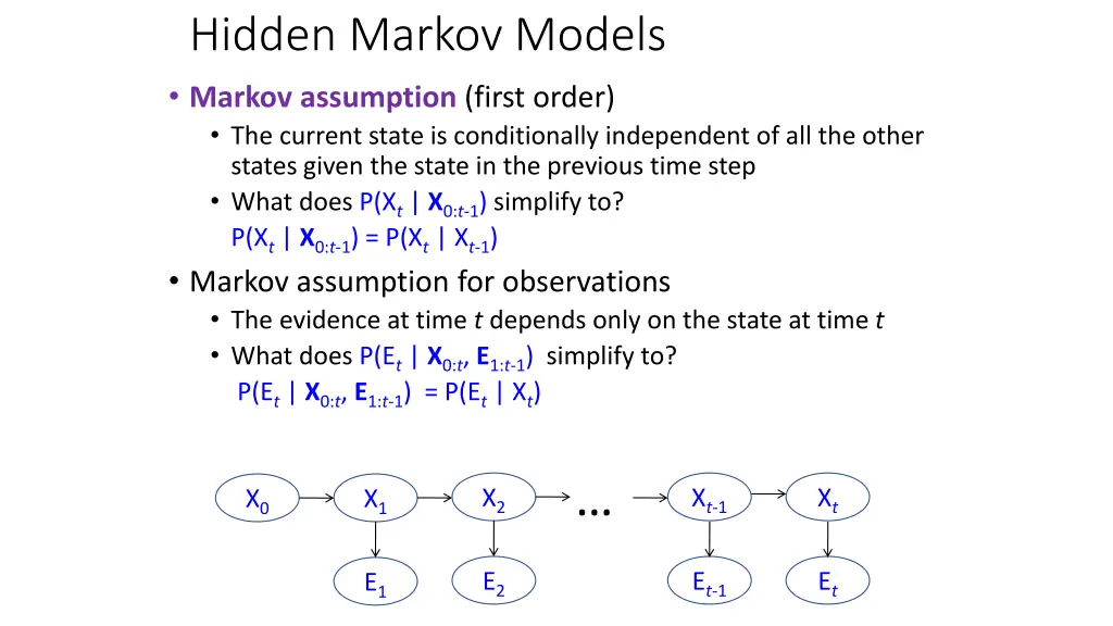 hidden markov models markov assumption first