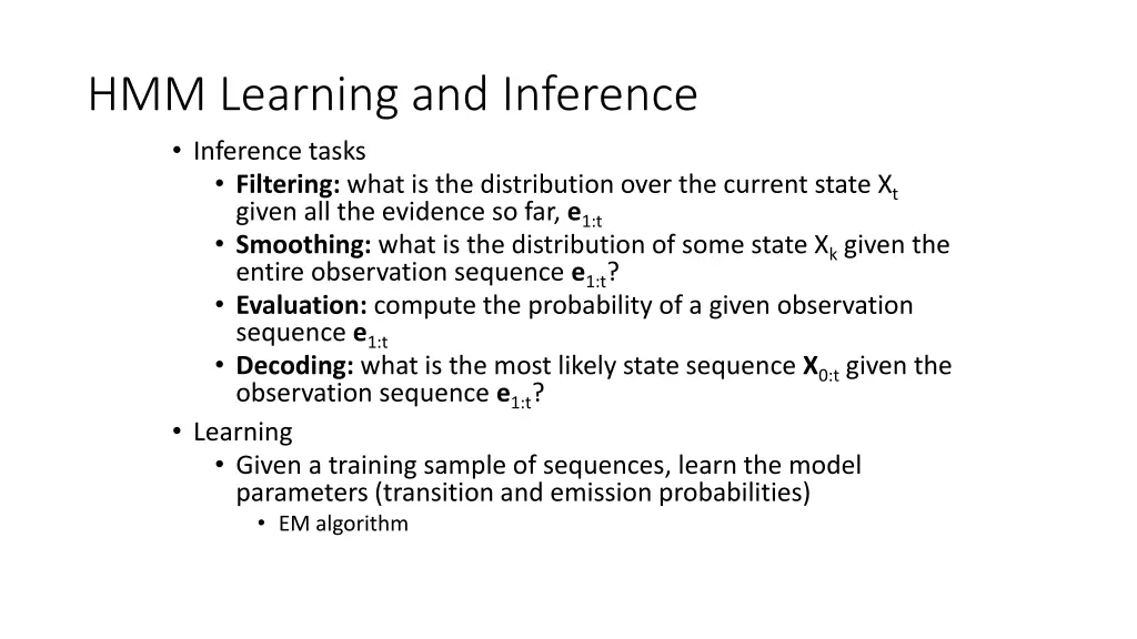 hmm learning and inference inference tasks