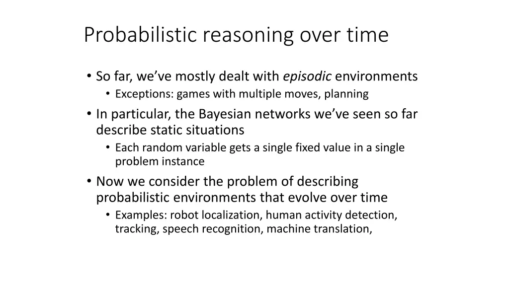 probabilistic reasoning over time