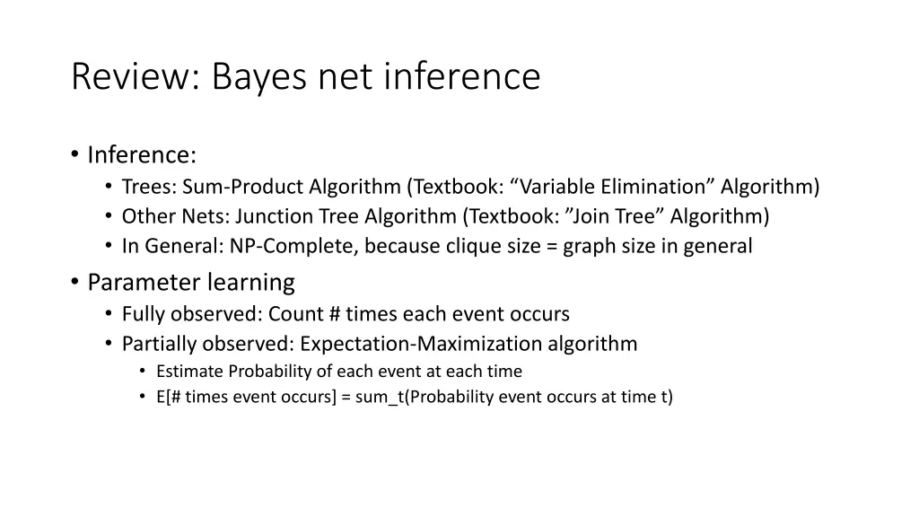 review bayes net inference