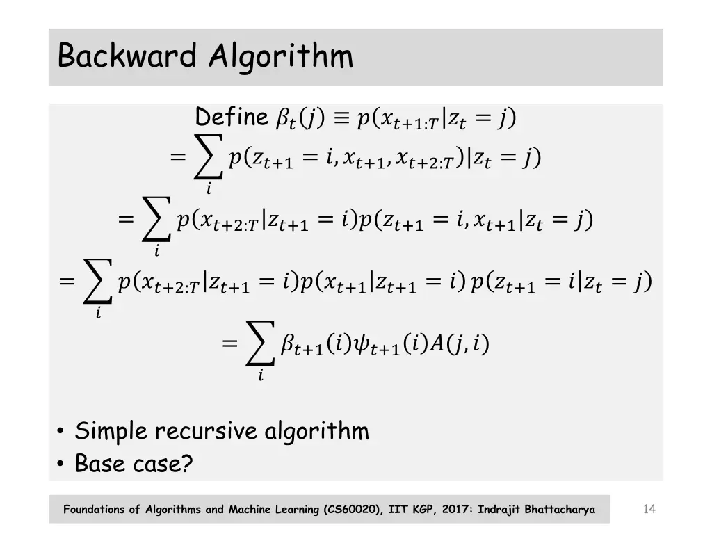 backward algorithm