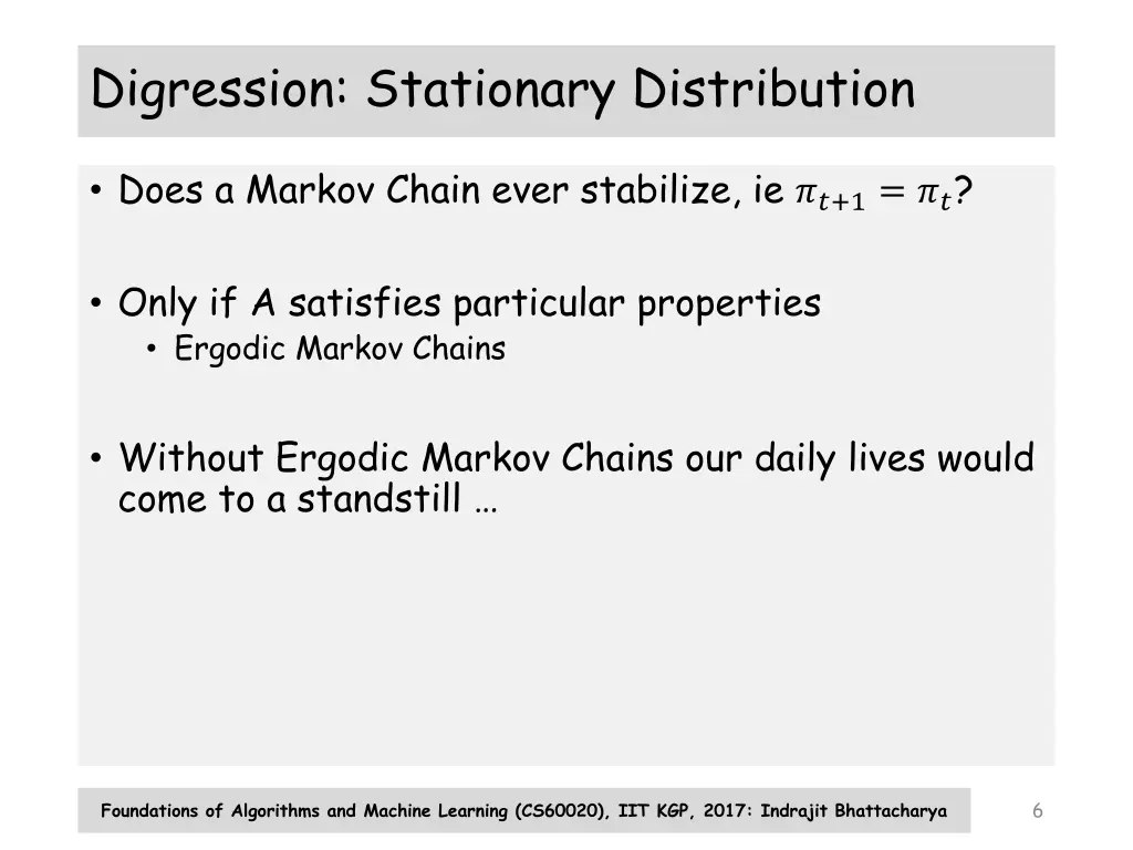 digression stationary distribution