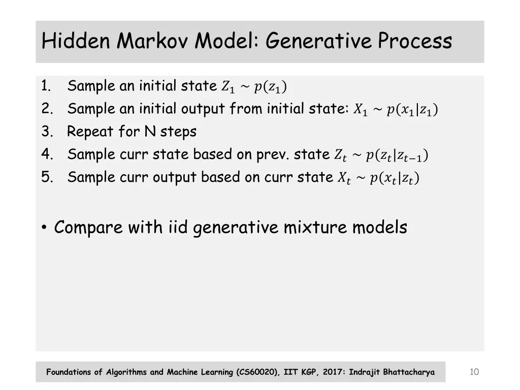 hidden markov model generative process