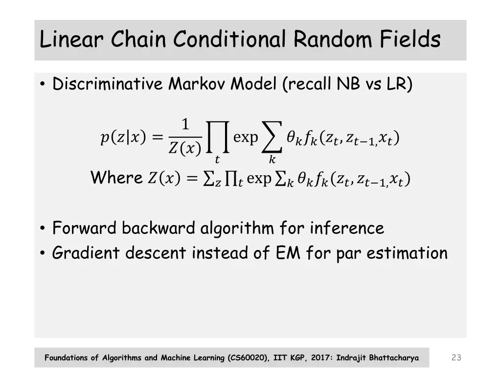 linear chain conditional random fields