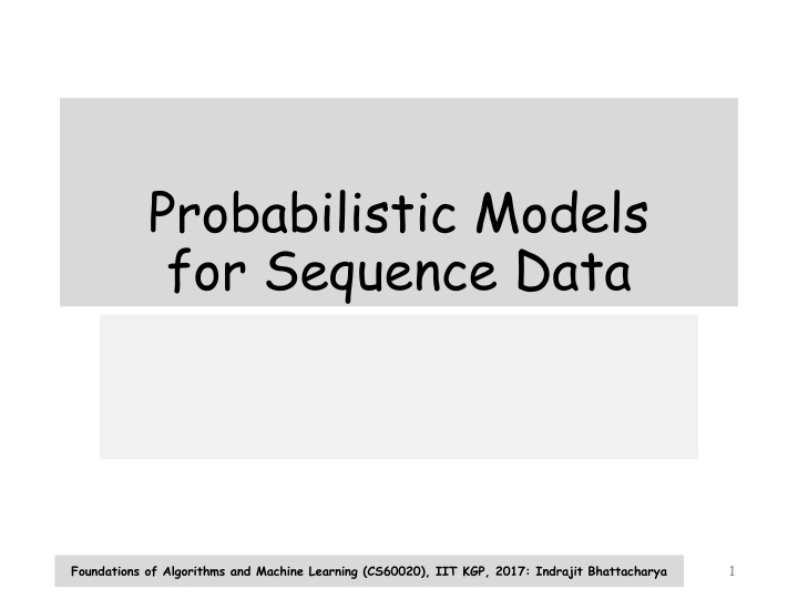 probabilistic models for sequence data