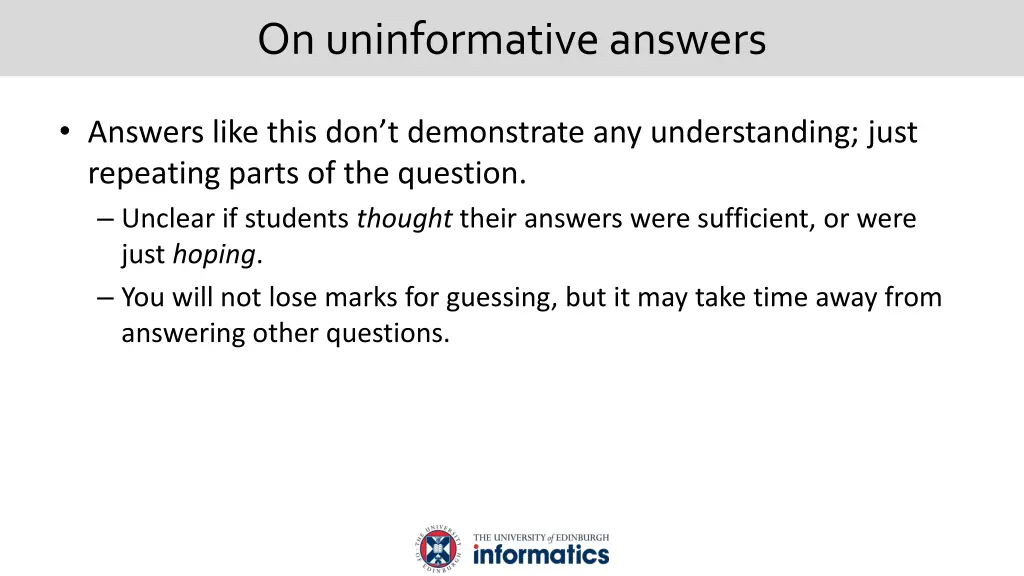on uninformative answers