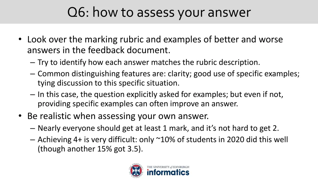 q6 how to assess your answer