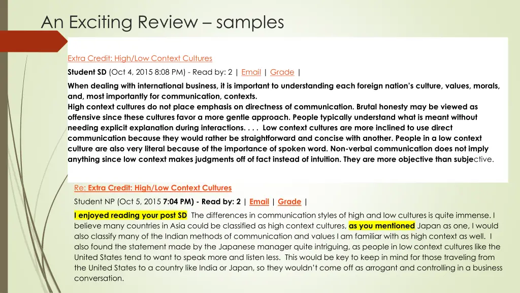 an exciting review samples