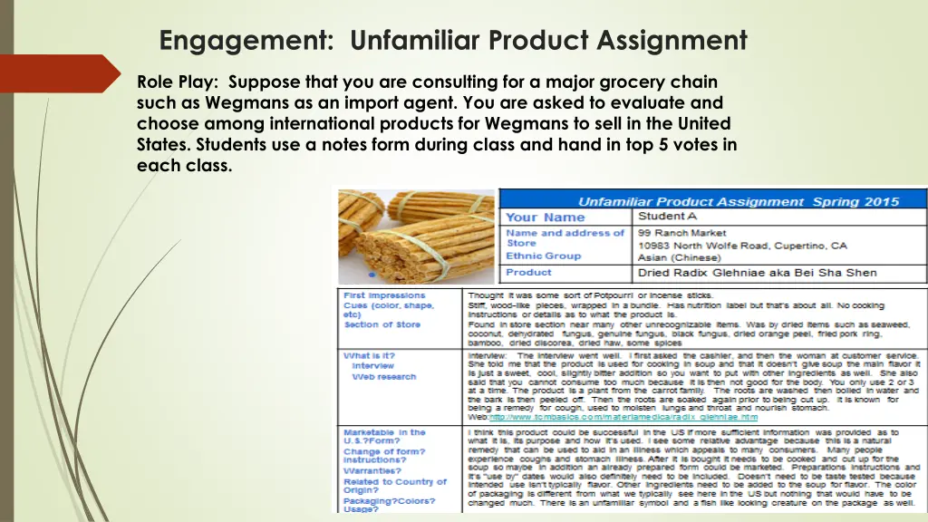 engagement unfamiliar product assignment