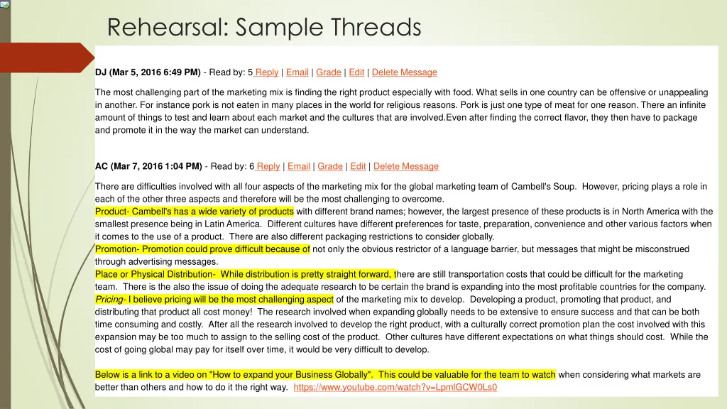 rehearsal sample threads