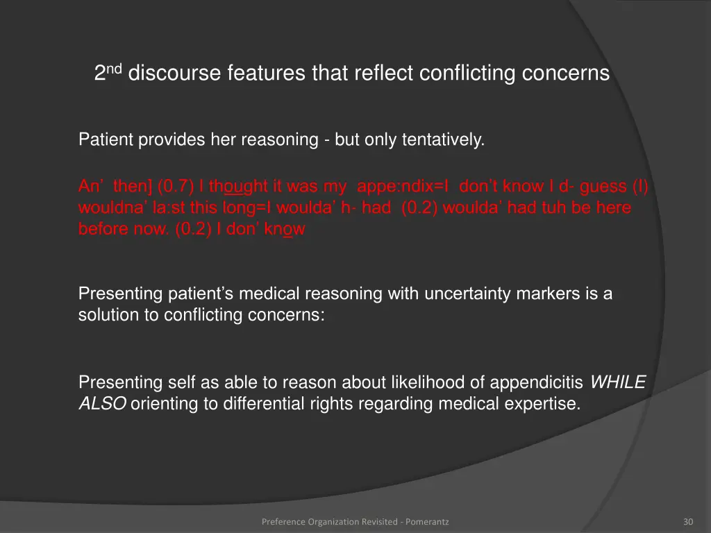 2 nd discourse features that reflect conflicting