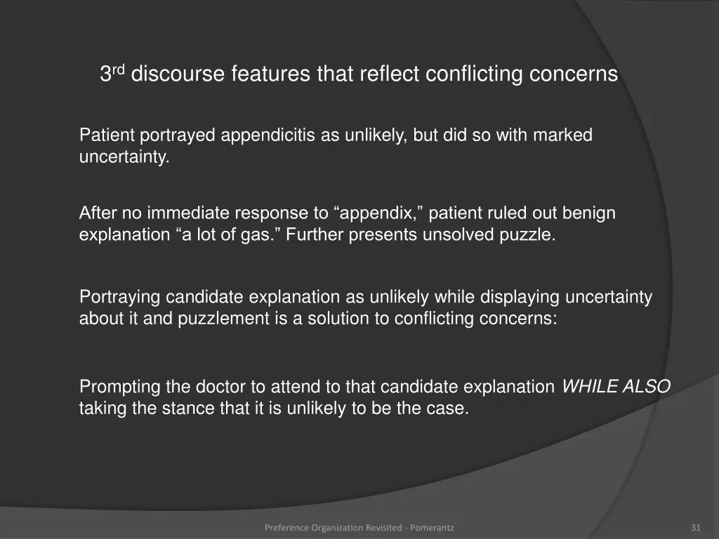 3 rd discourse features that reflect conflicting