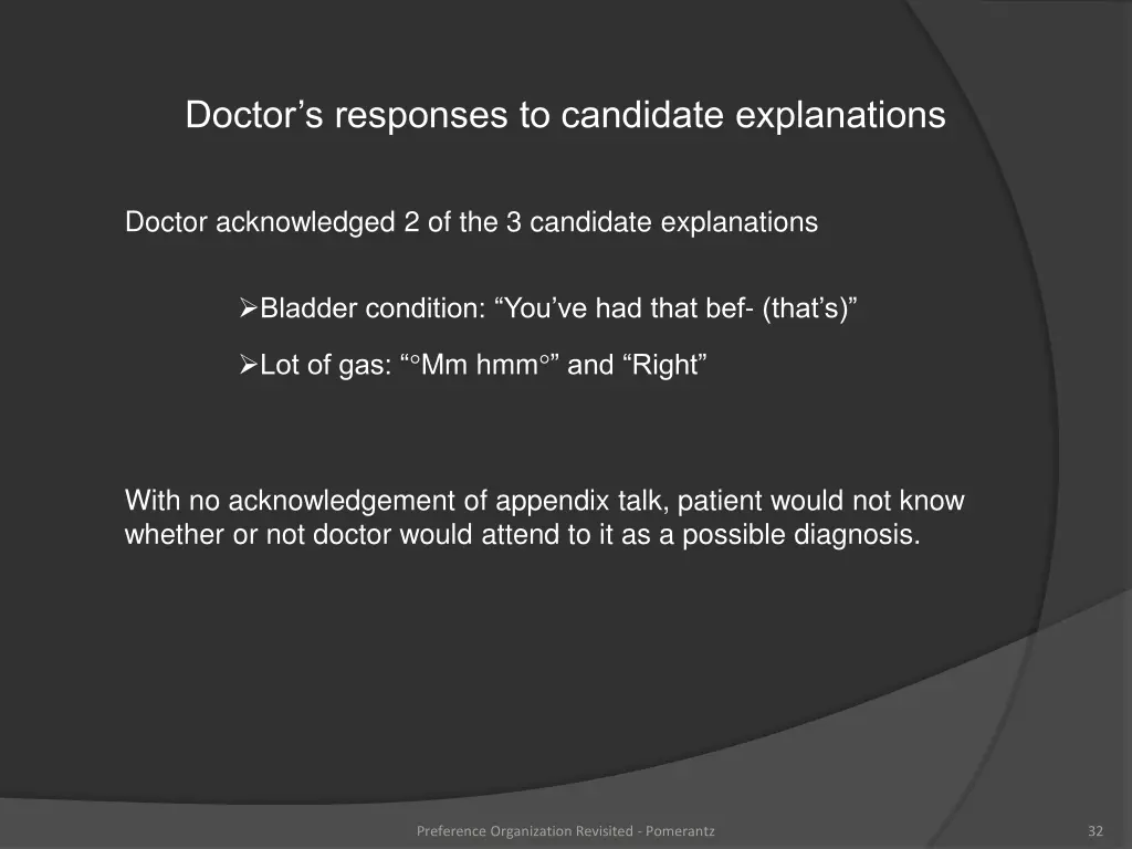 doctor s responses to candidate explanations