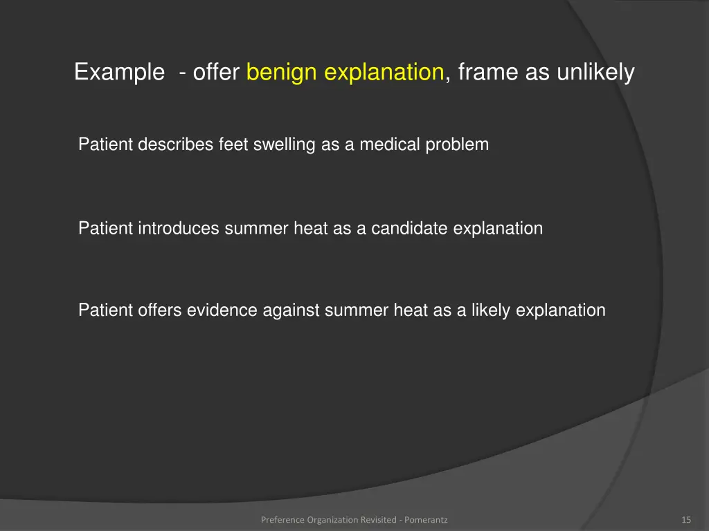 example offer benign explanation frame as unlikely