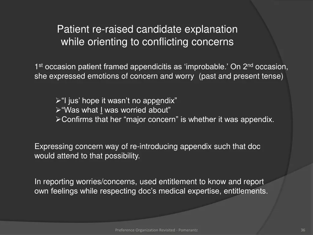 patient re raised candidate explanation while