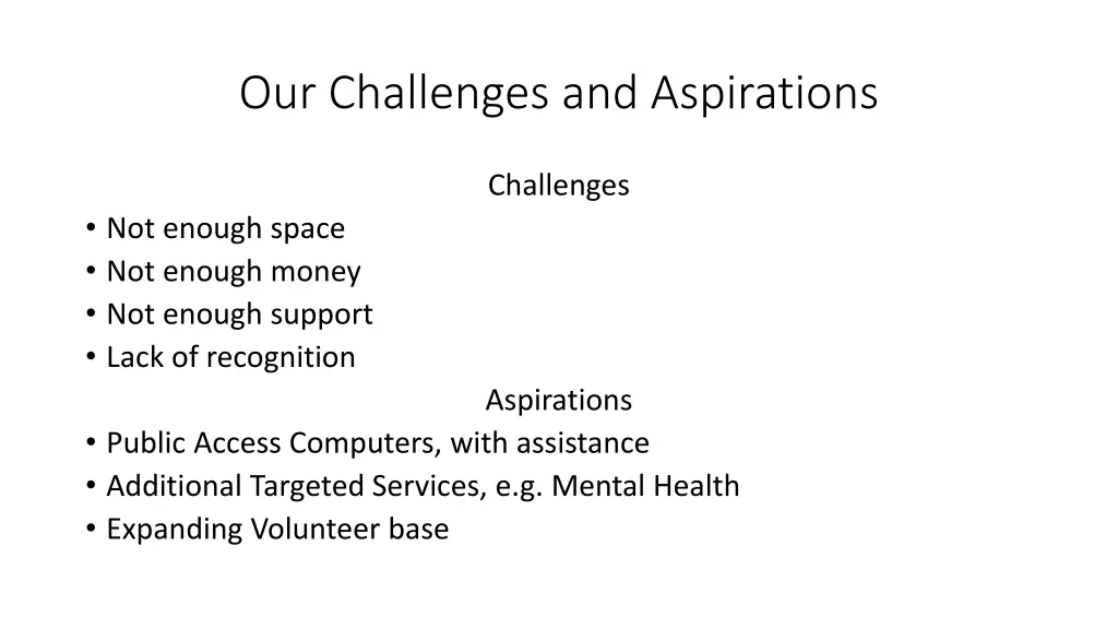 our challenges and aspirations