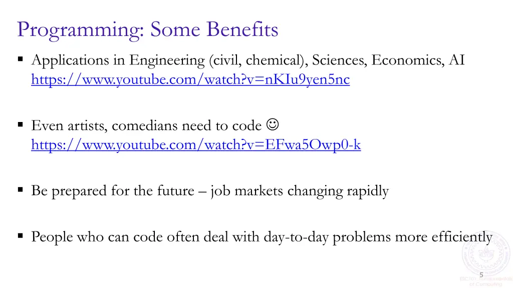 programming some benefits