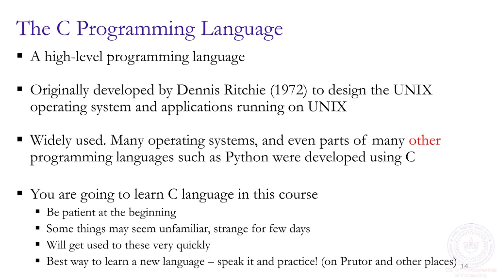 the c programming language a high level