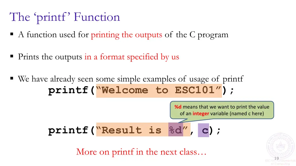 the printf function