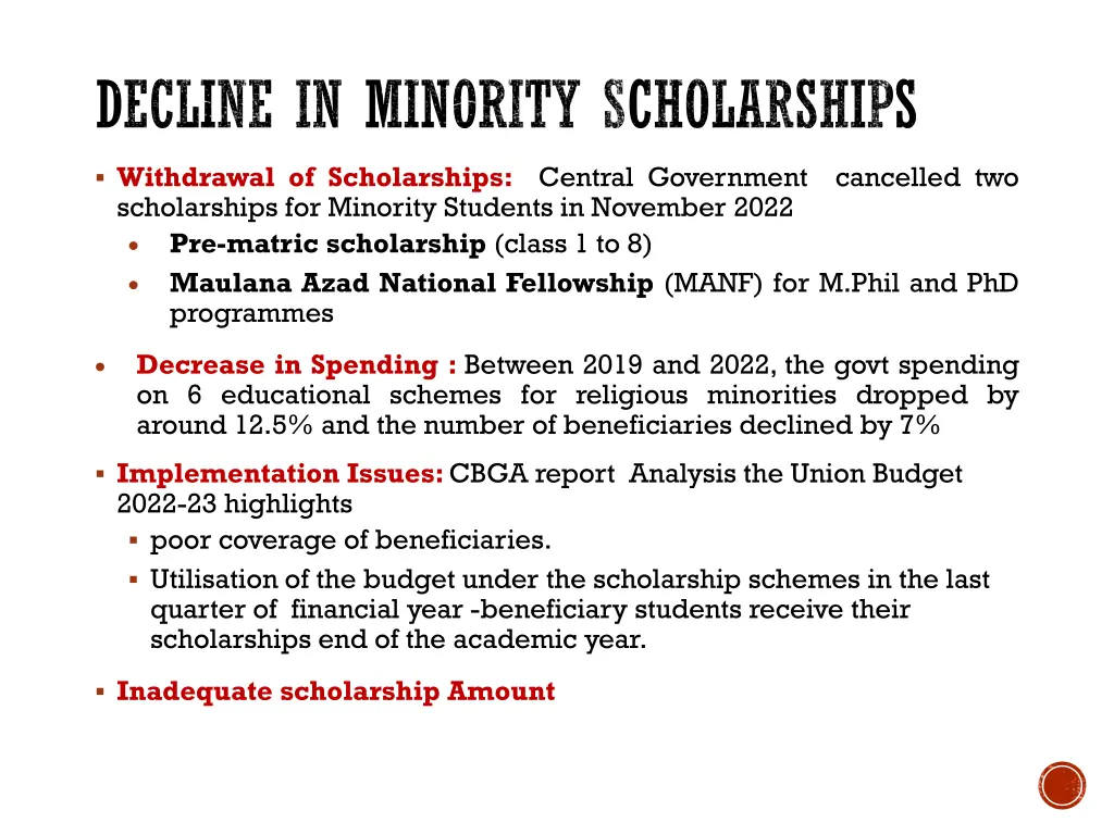 decline in minority scholarships