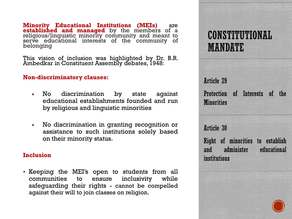 minority educational institutions meis