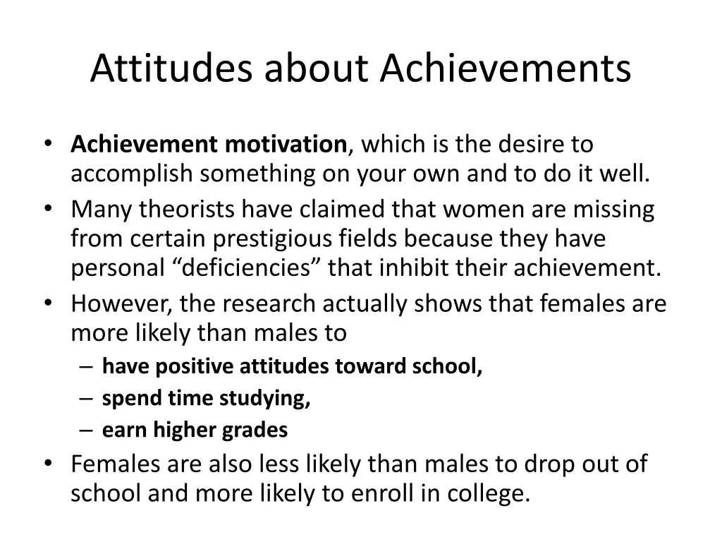 attitudes about achievements